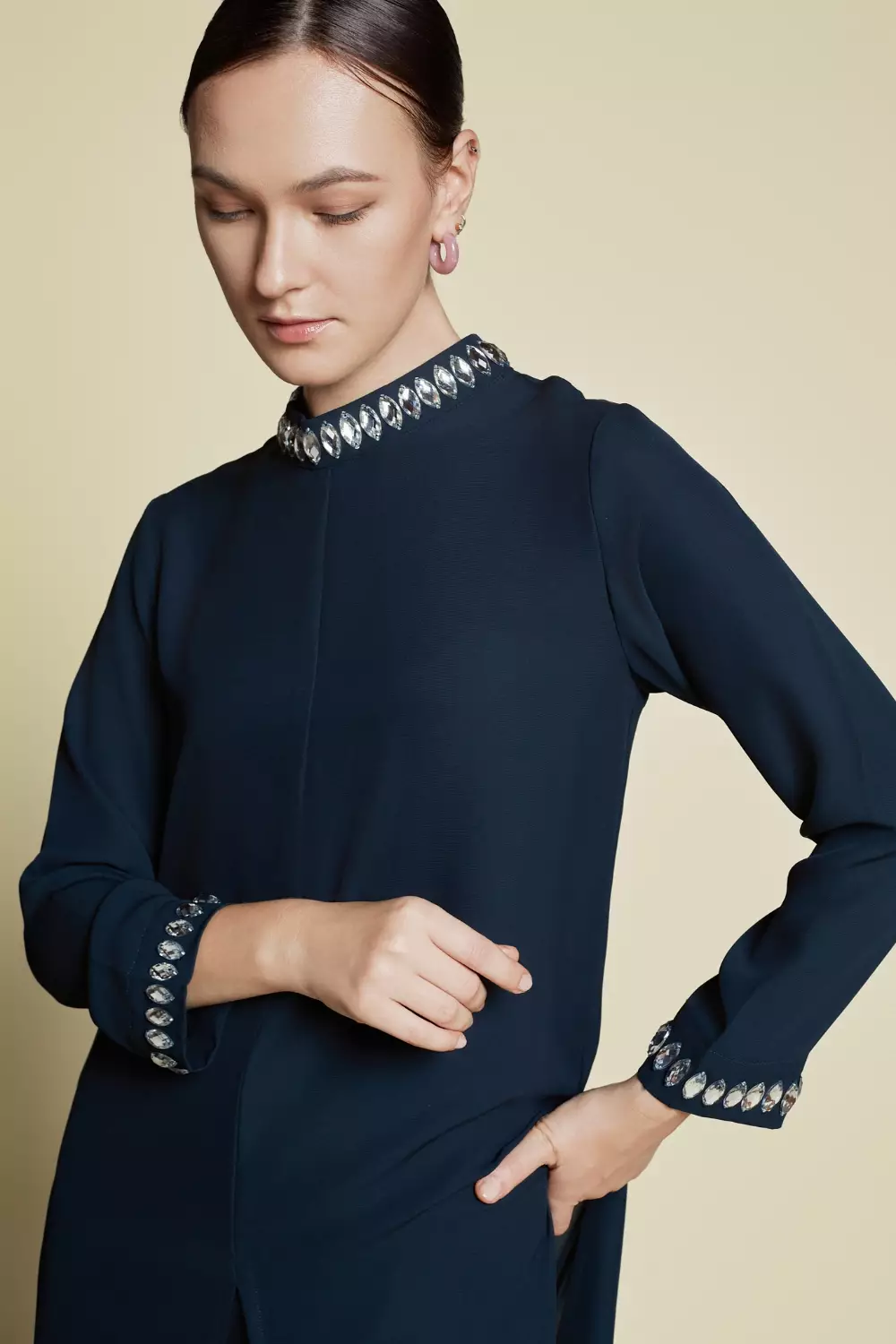 Demure Signature -  Dress Set in Frusan Silk Forest Green top and bottom- SET