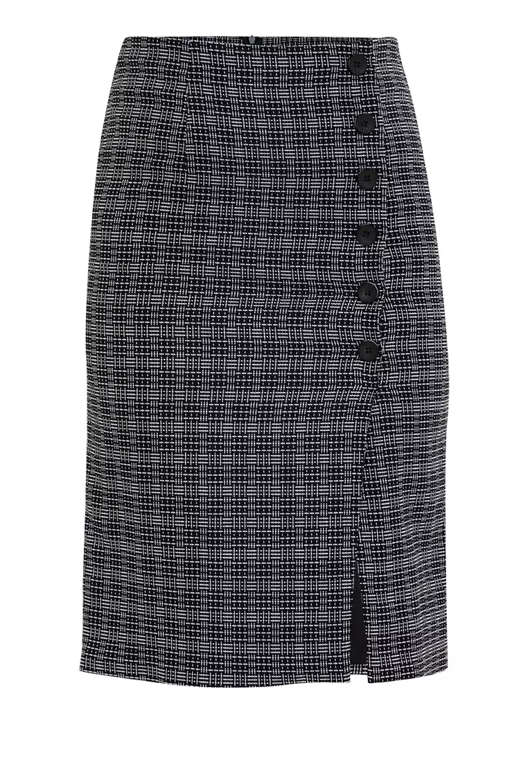 Button Accent Pencil Skirt