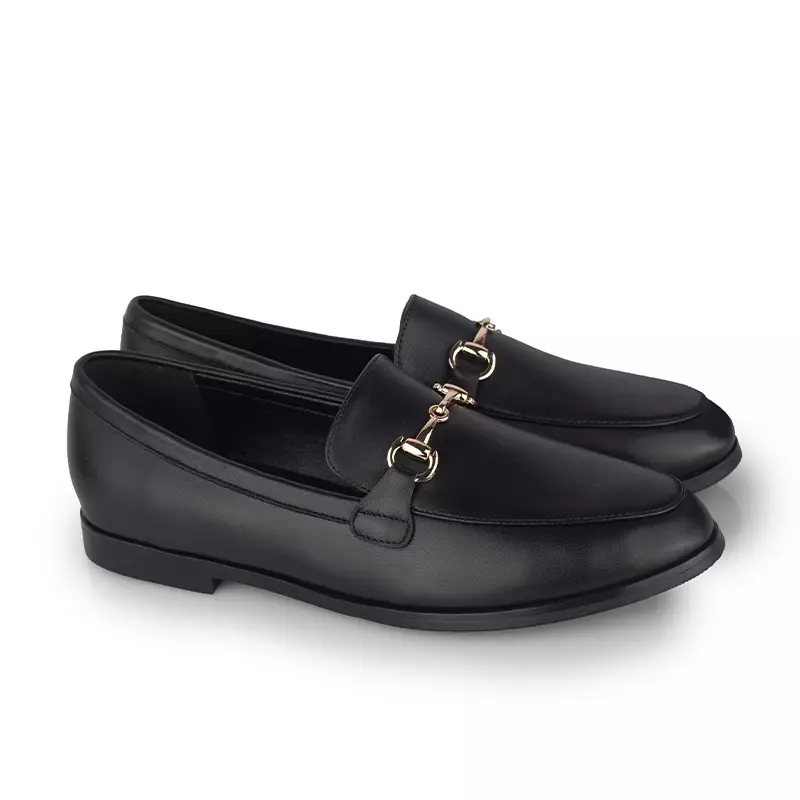Sepatu Flat Casual Formal Loafer Moccasin Wanita Gino Mariani Fana Black