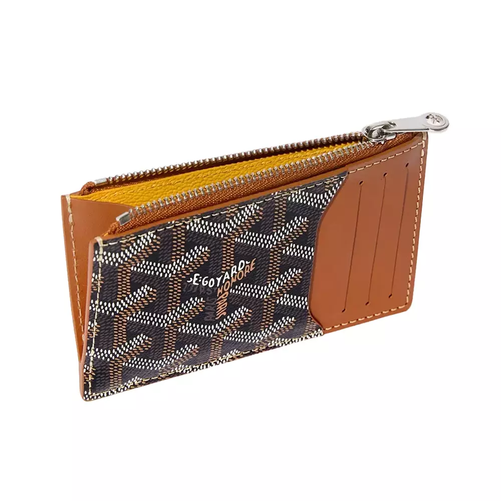 Bourbon Zipped Card Holder Black Tan