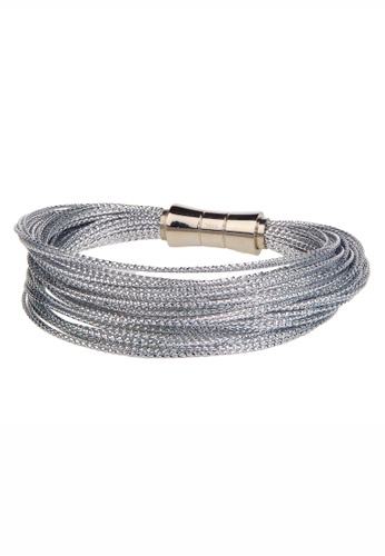 SHANTAL JEWELRY grey and white and silver Silver Metallic Cord Bracelet with Steel Clasp SH814AC41EYCSG_1
