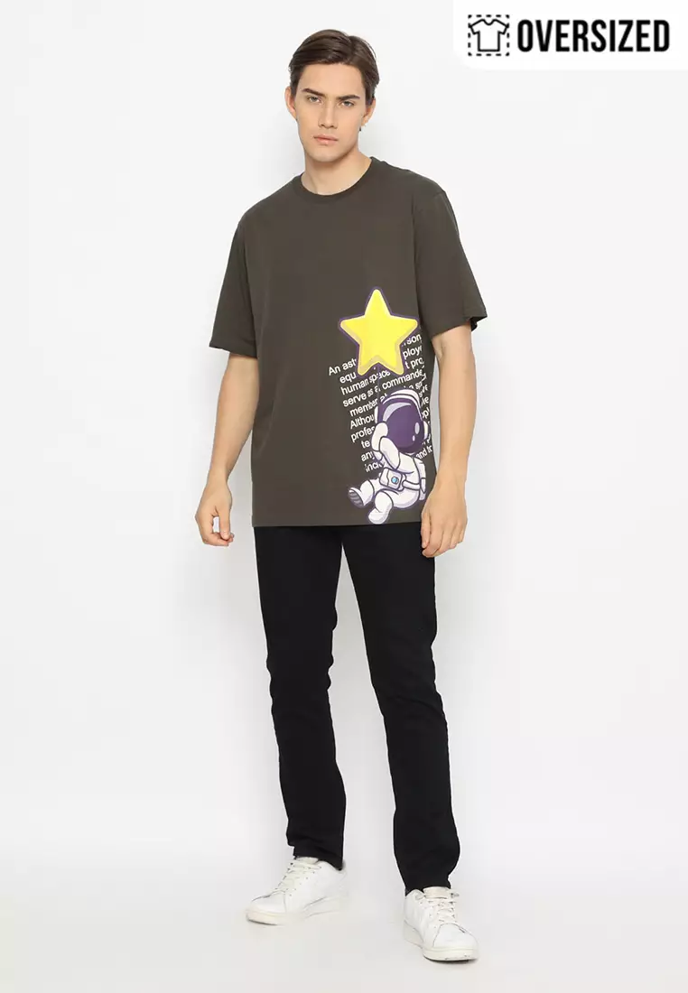 RBJ T-Shirt Cotton Combed Dark Olive Oversized Pria 2079350061