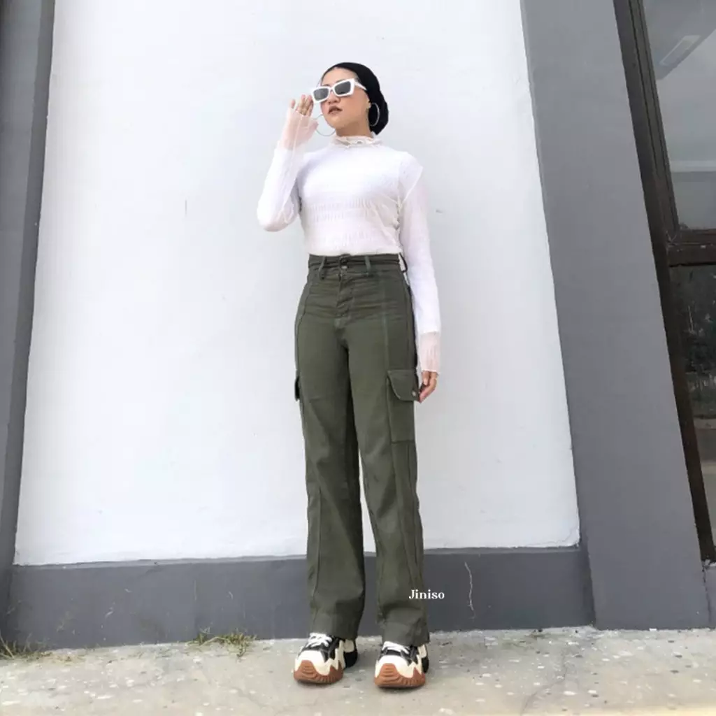 Highwaist Cargo Loose Jeans 400 HANDS UP