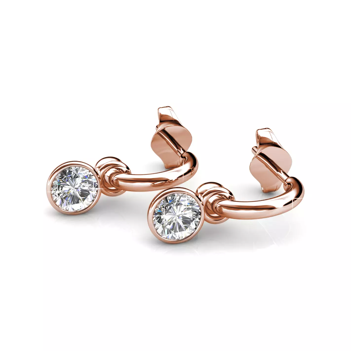 Simple Solitaire Hoop Earring RG - Anting Crystal by Her Jewellery