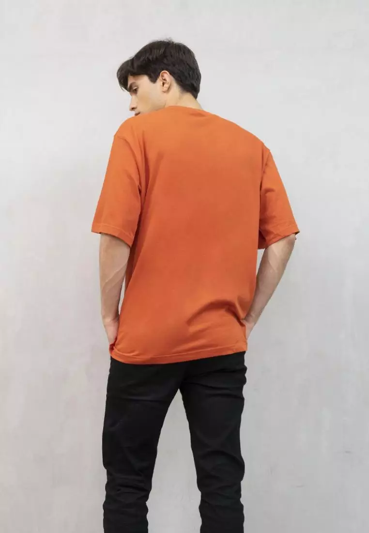 kaos oversized pria polos oversize shirt terracotta
