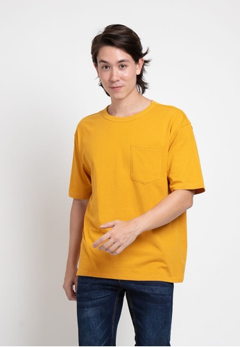 FOREST yellow Forest Premium Weight Cotton Linen Knitted Boxy Cut Crew Neck Tee T Shirt Men - 621217-64DkYellow A4AD8AA917515FGS_1