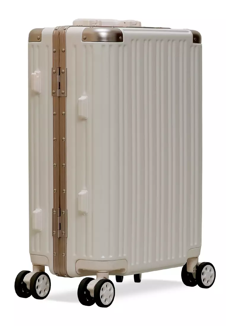 Carlton Koper Frame Aluminium Unisex Size 20 Inch Travel Bag Large Compartment TSA Lock Material Polycarbonate ORIGINAL - White