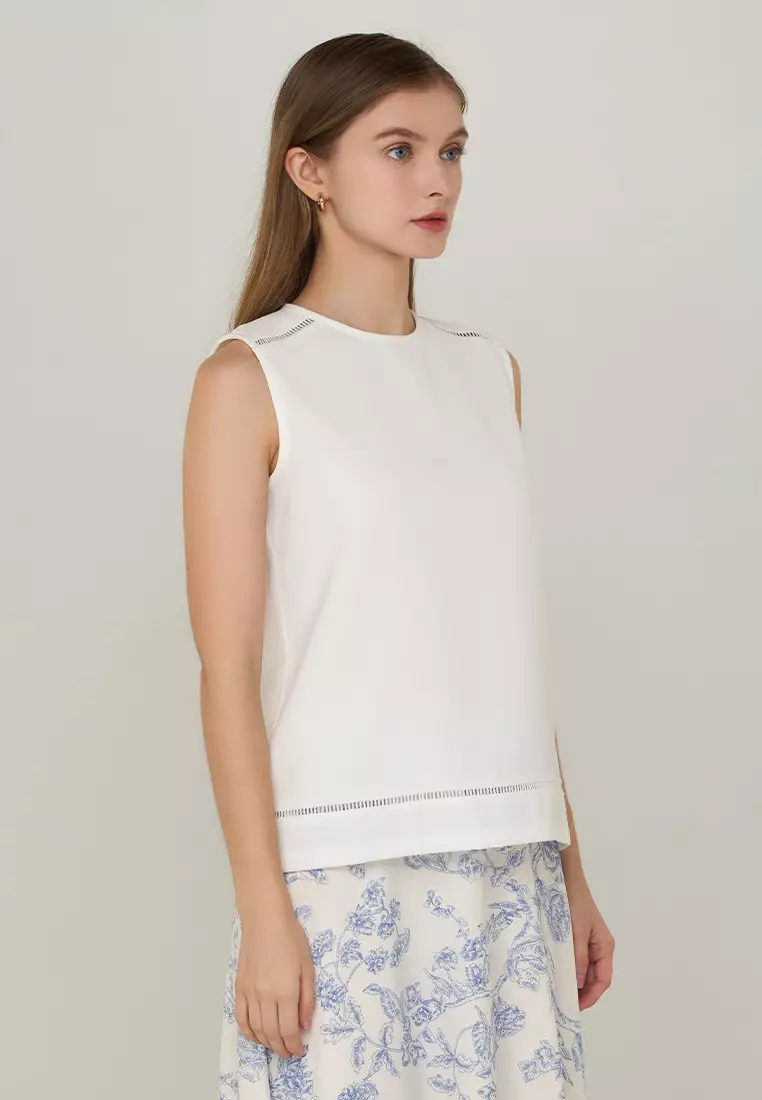 Ruella Sleeveless Top with Lace Trimming