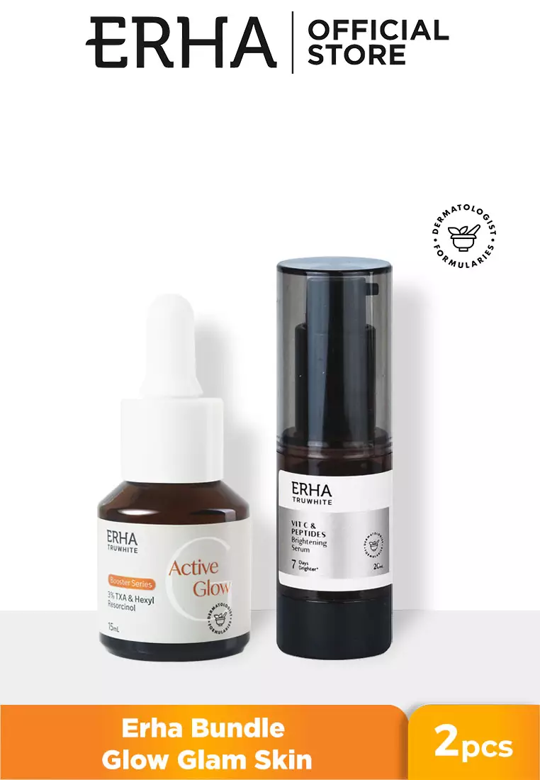 Bundle Erha Glow Glam Skin - Serum & Booster - Paket Pencerah Wajah