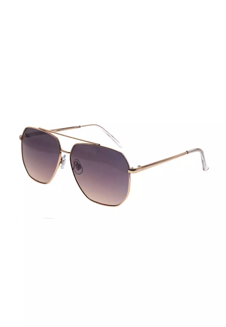 Kendall + Kylie Gold Metal Angular Navigator Sunglasses