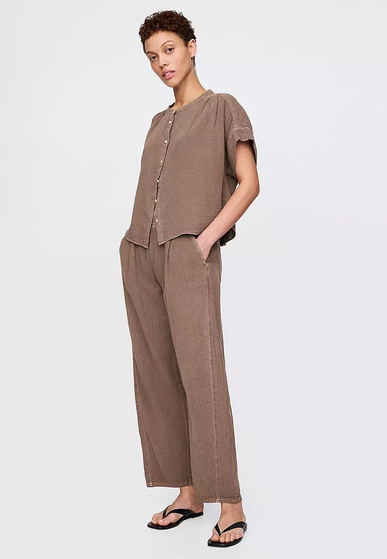 Crinkle Gauze Dolman Shirt