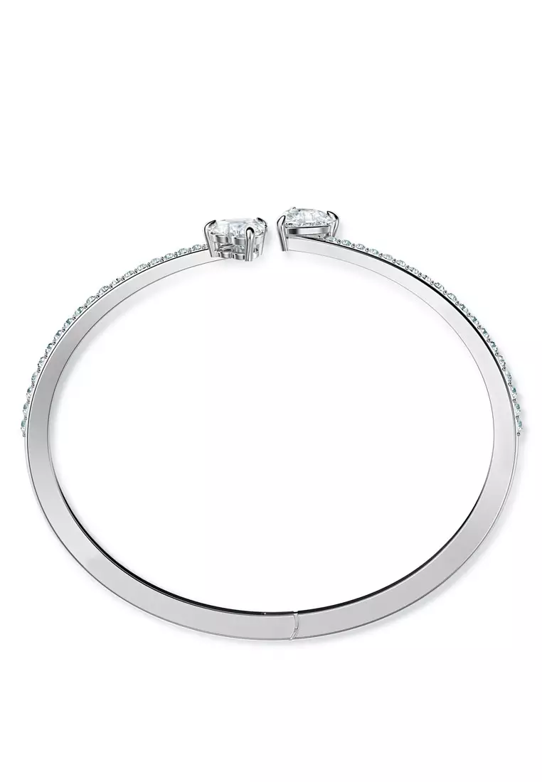 Mesmera bangle, Heart, White, Rhodium plated