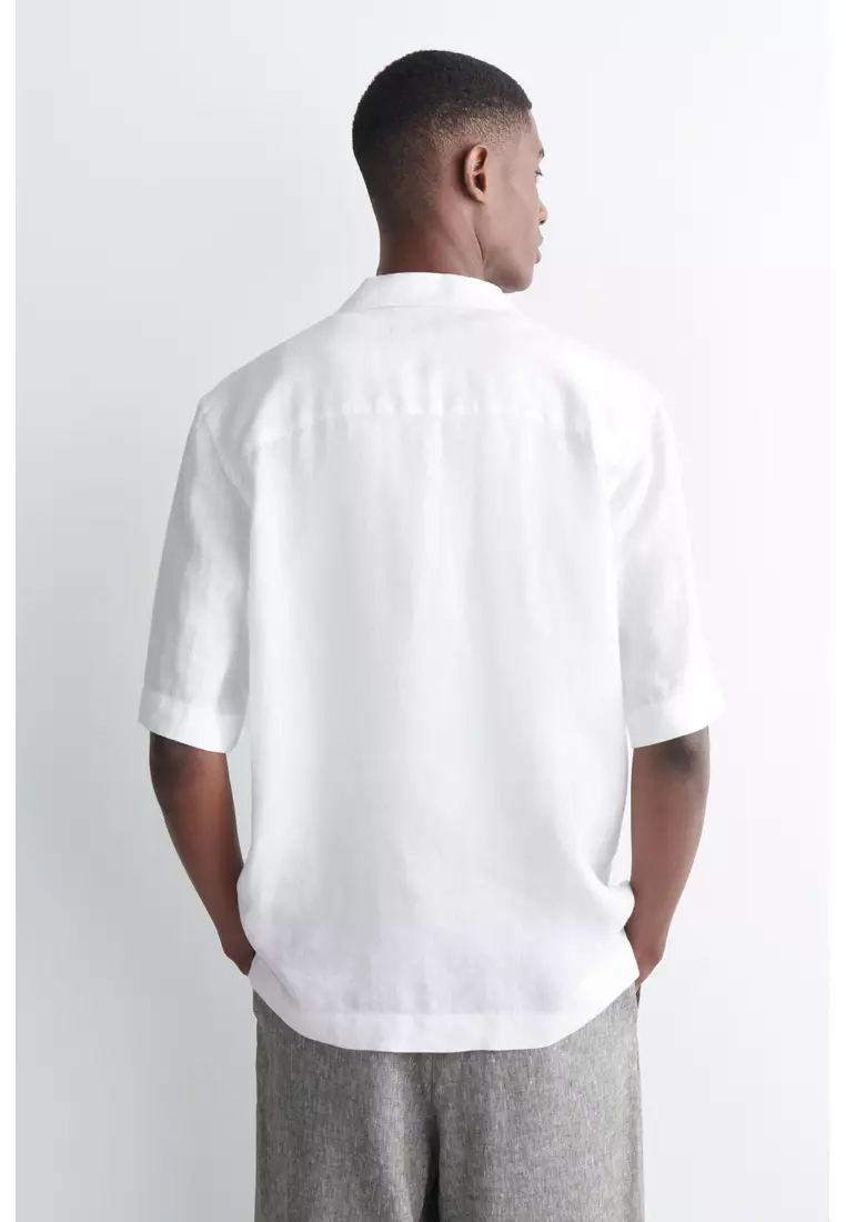 CAMP-COLLAR SHORT-SLEEVED LINEN SHIRT
