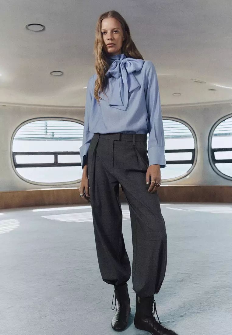 Textured Blouse With Foulard