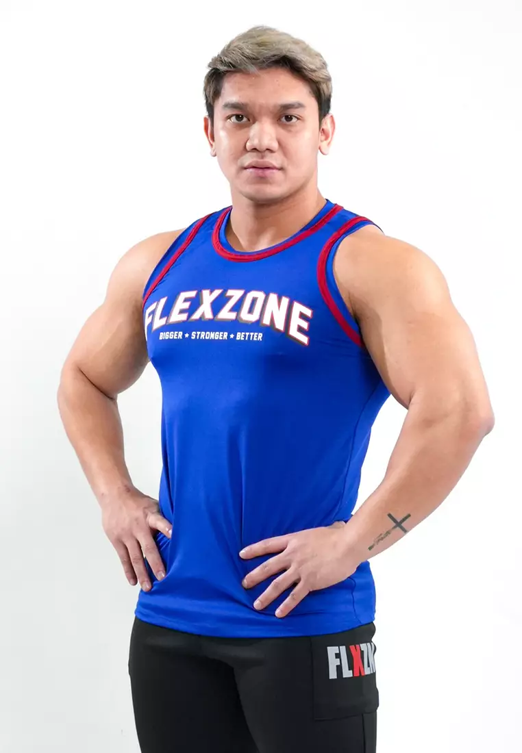 Sports Tanktop Quickdry Bigger Stronger Better series Blue