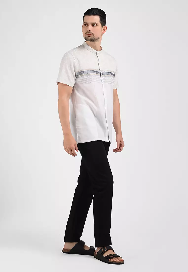 MOC Kemeja Koko Lengan Pendek Pria FOLHA-WHITE