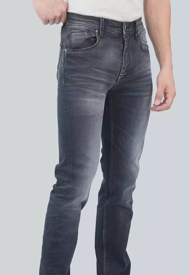 LGS - Celana Panjang Jeans Pria - Washed Black - Hitam - Slim Fit - JPF.579.PS109.A688.C
