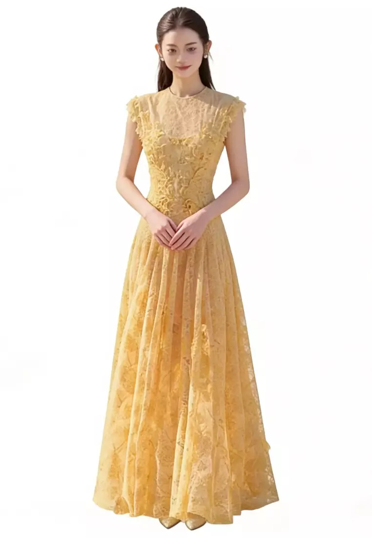 Lace Floral Maxi Dress CA26040210YE
