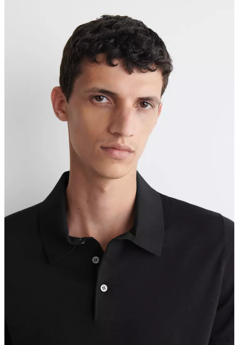 SLIM KNITTED SILK POLO SHIRT