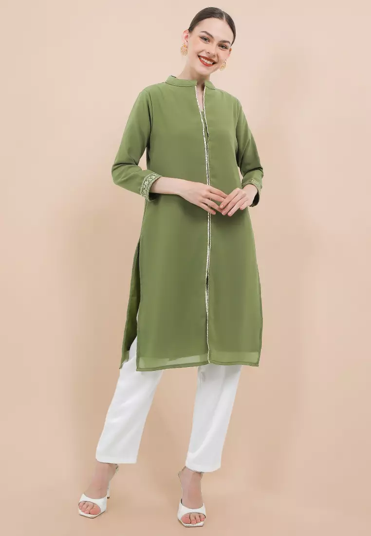 Chanira Festive Aliza Tunic-Olive Green