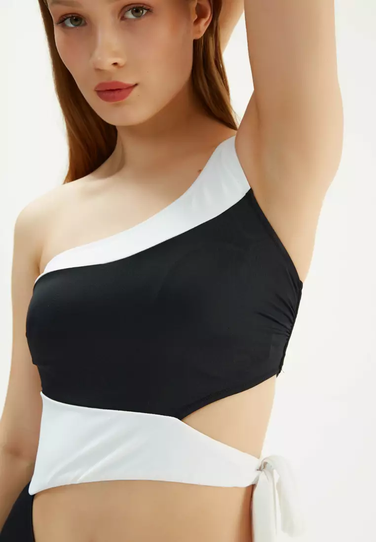 Black Monokini, One Shoulder, Full-Cup, Underwire, Swimwear for Women