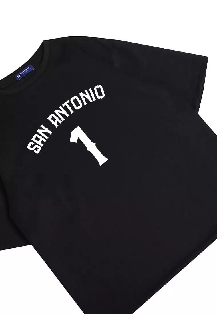 MTQ10 kaos baju basket basketball t shirt oversize bahan tebal scuba san antonio 1 hitam