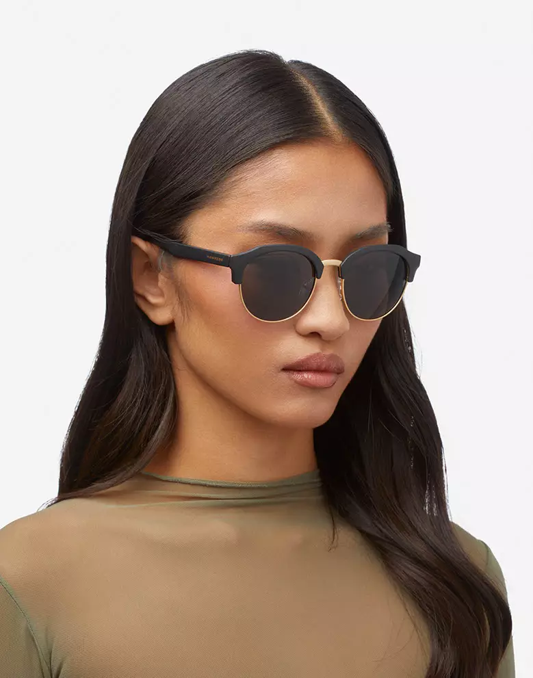 HAWKERS POLARIZED Gold Dark CLASSIC ROUNDED Sunglasses for Men and Women, Unisex. UV400 Protection. Official Product designed in Spain