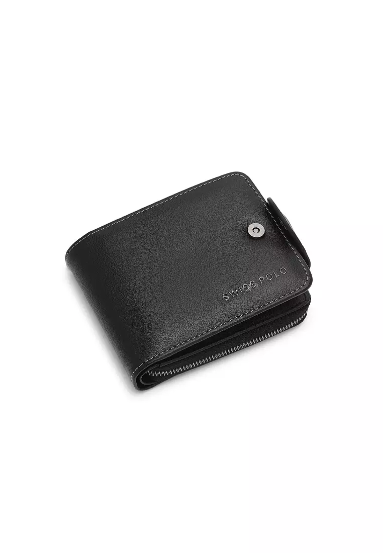 Men's Genuine Leather RFID Blocking Fortune Wallet - Black