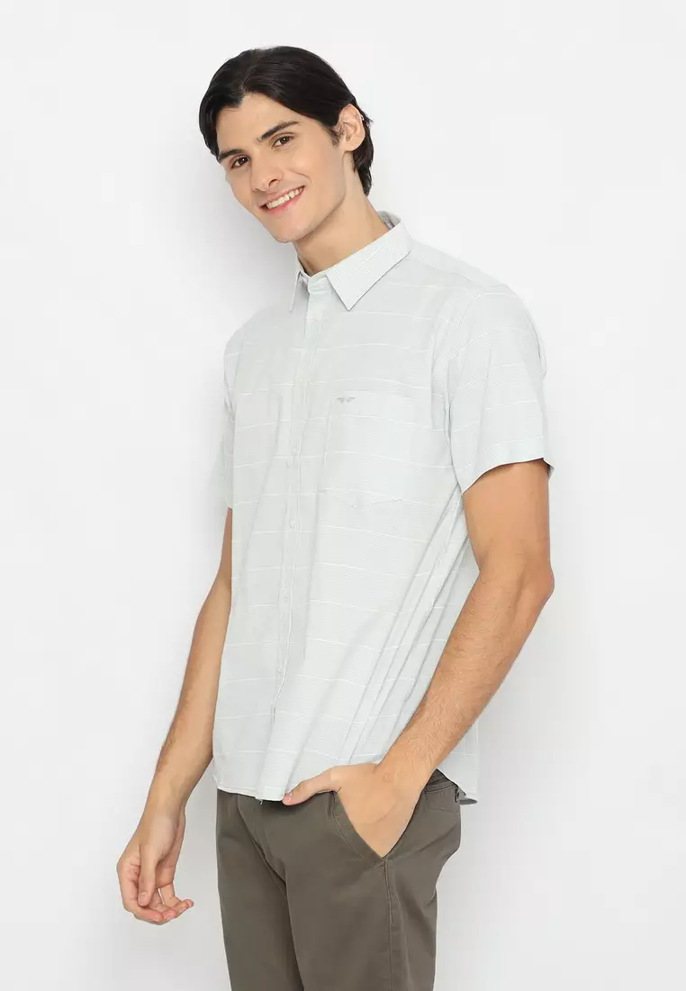 RBJ Kemeja Yarndyed Salur Hijau Regular Fit Pria