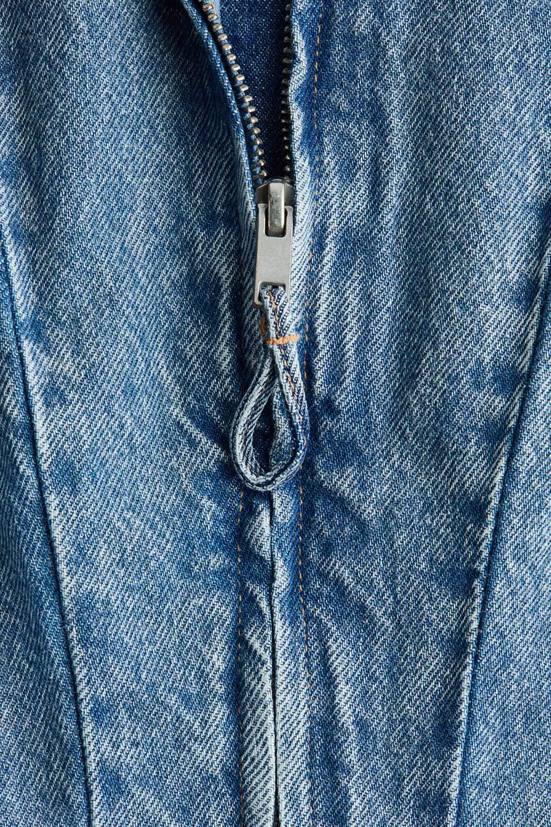 Flared-skirt denim dress