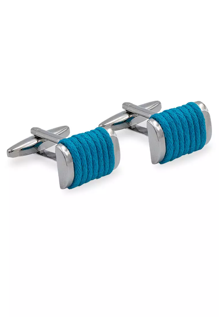 Caribe Blue Ribbed Cufflink