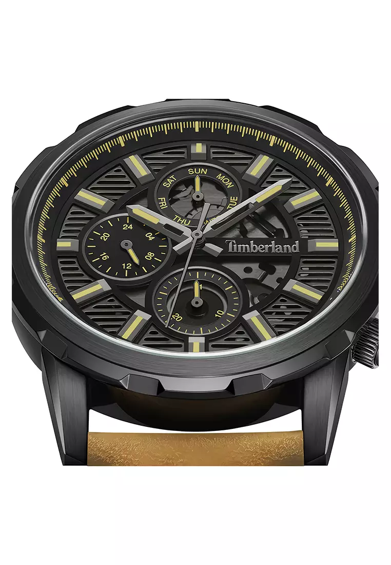 Timberland Hampton Harbour - Jam Tangan Analog Pria - Black Dial - Tan Leather Strap - TDWGF0056101