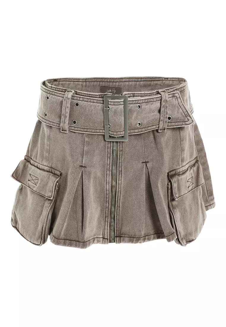 Cafe Mini Pleated Cargo Skirt