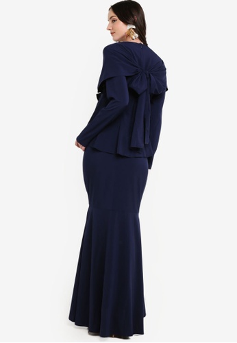 Buy Crossover Kurung Set from Lubna in Navy at Zalora