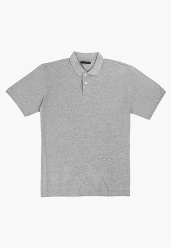 FOREST grey Plus Size Forest Plain Polo Tee - 23320-21Melange Grey EE7FEAA986F193GS_1