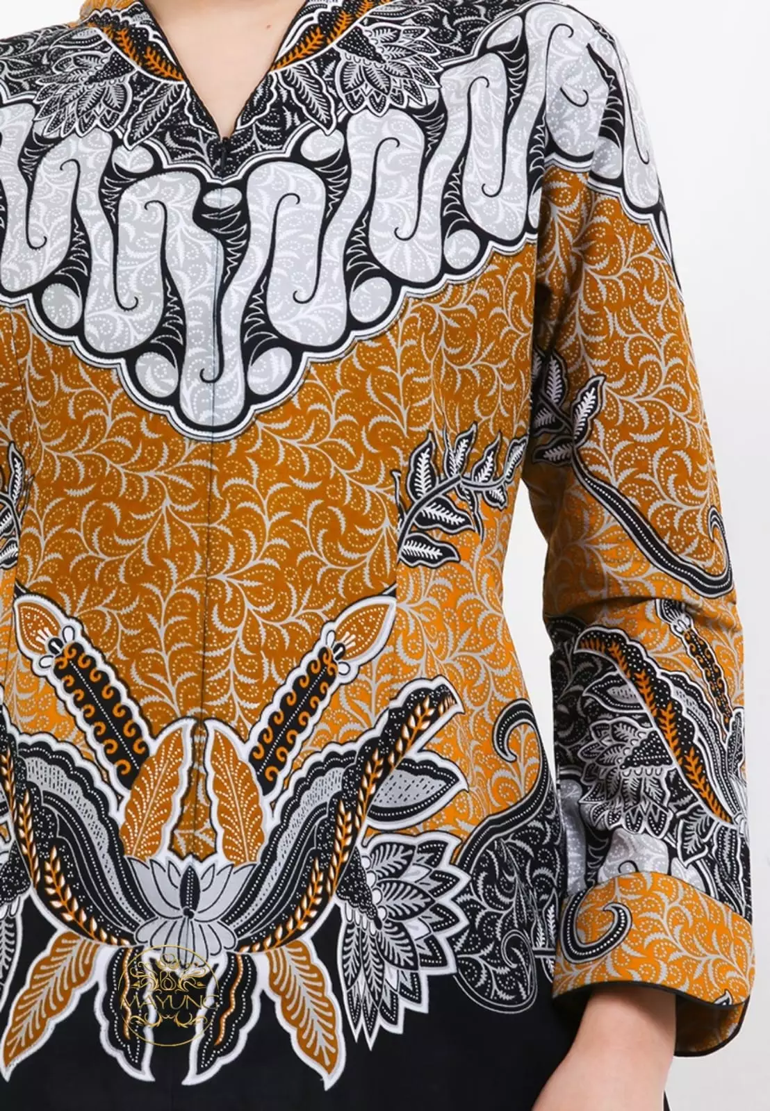 Blouse Batik Gelung Oranye Premium Slimfit Elegant