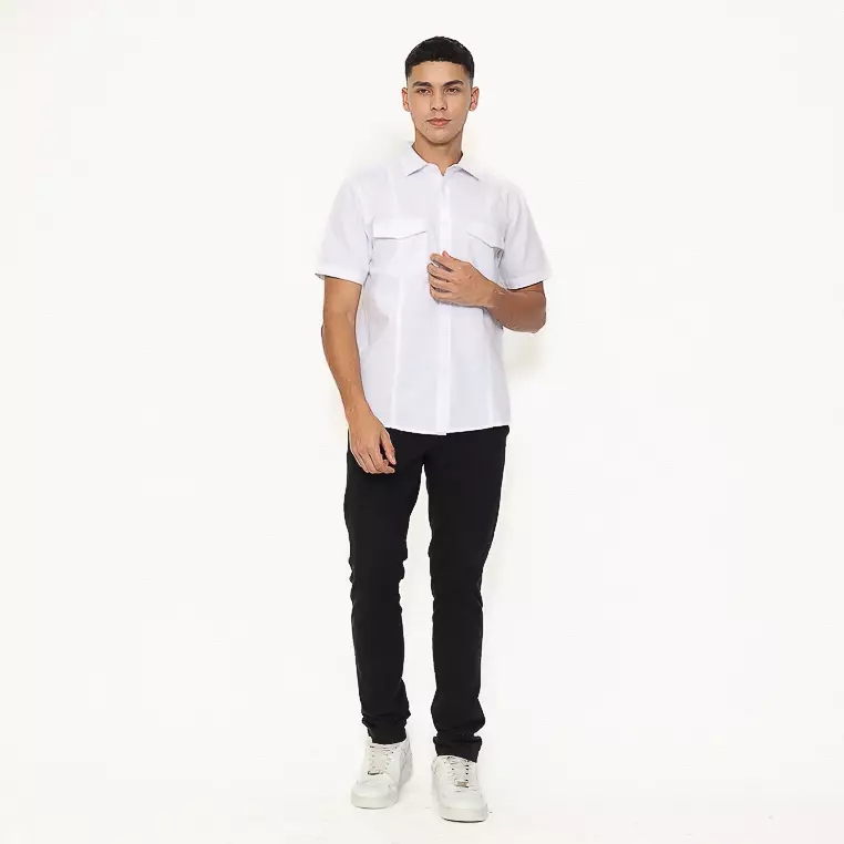 AMK Kemeja Pria Lengan Pendek SHS Eiffel Ss White