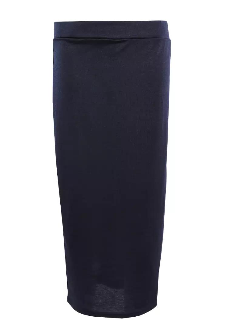Navy Knitted Long Tube Skirt