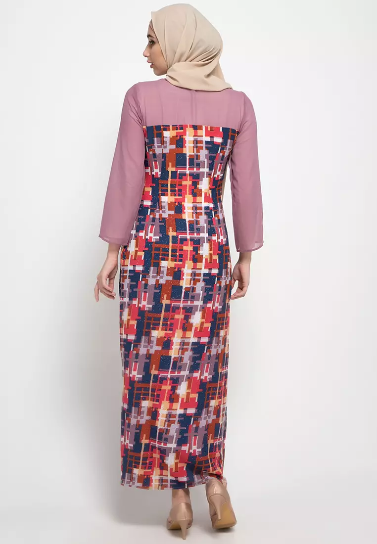 Magda Maxi Dress In Dark Blue Print