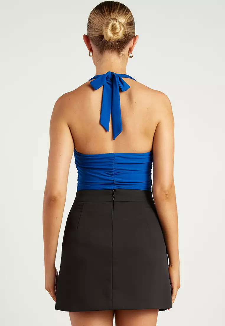 Halter Neckline Ruched Bodysuit