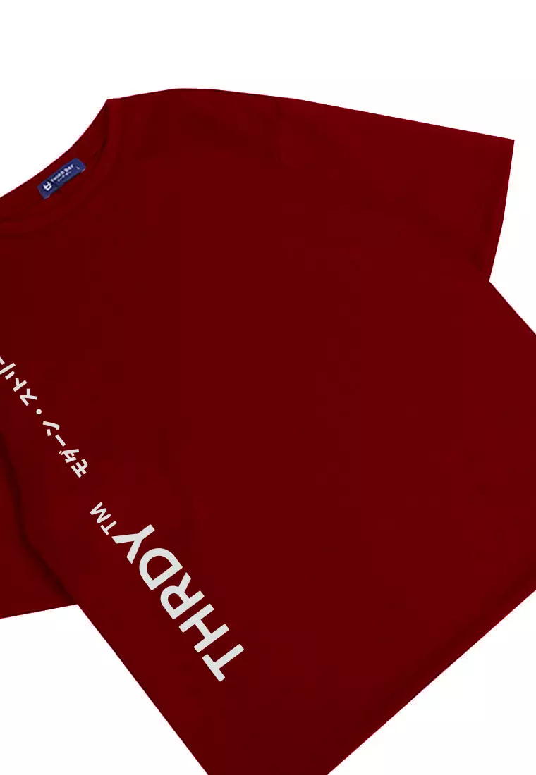 MTV78 Kaos Oversize Distro Pria Thirdday THRDY Tm Vertikal Maroon