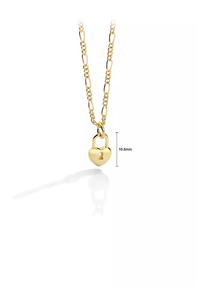 Buy SOEOES 925 Sterling Silver Plated Gold Simple Romantic Heart Lock ...