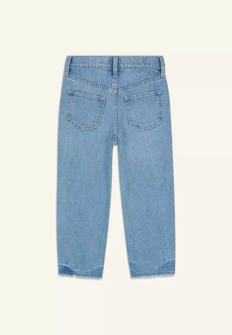 High-Waisted Slouchy Straight Ripped Jeans For Girls