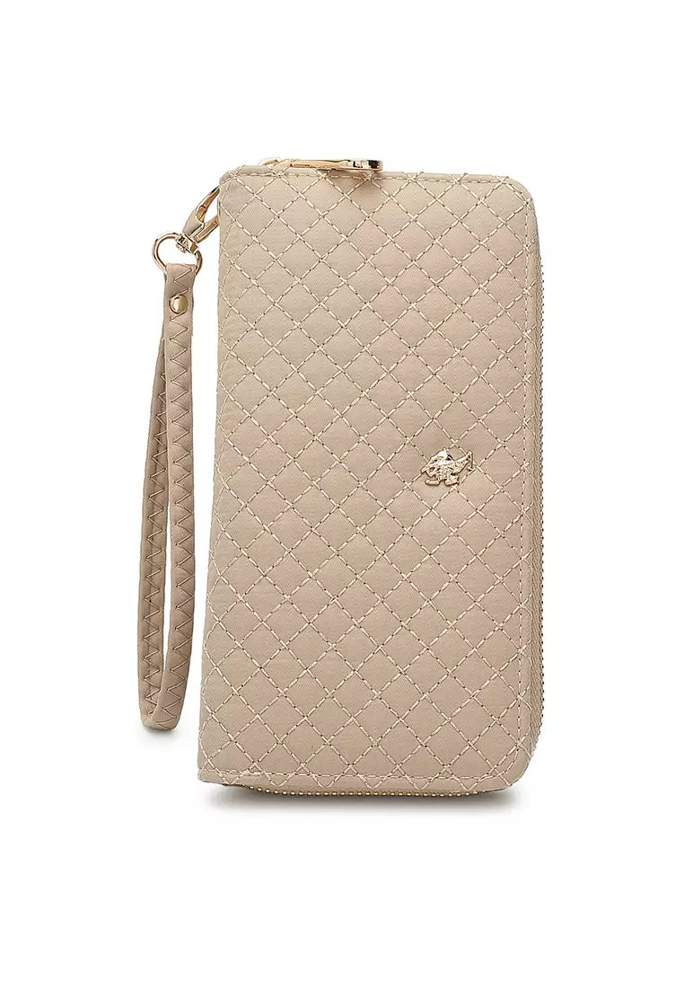 Quilted Long Purse / Wallet - Beige