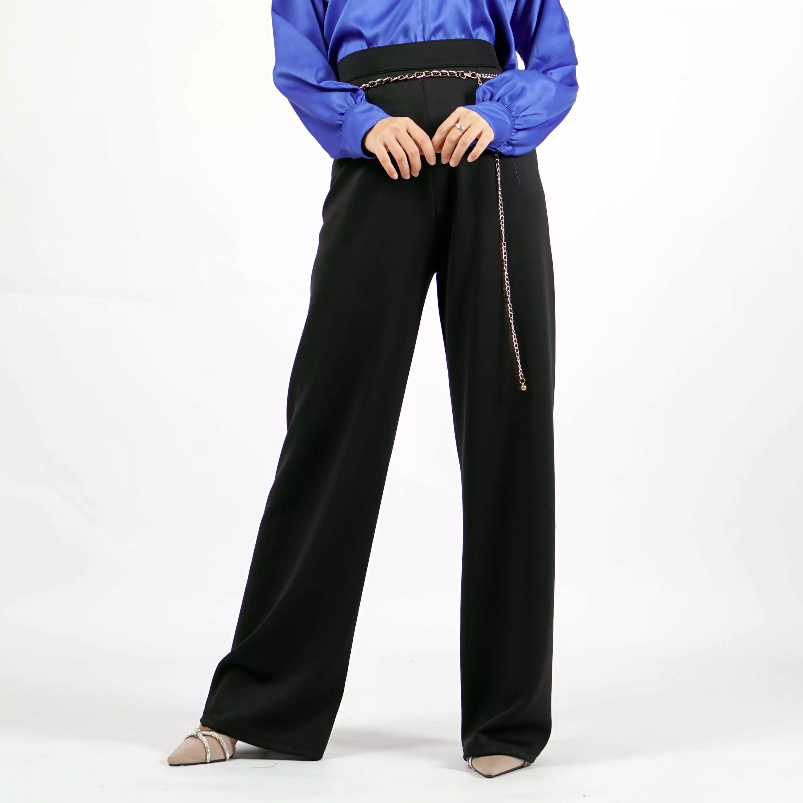 Okechuku Anitha Celana Kerja Wanita Celana Panjang Wanita Celana Kulot Highwaist - Hitam