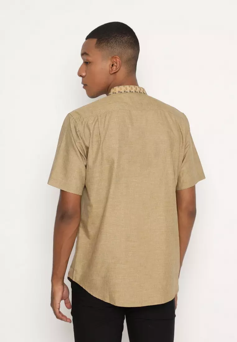 RBJ Kemeja Koko Border Coklat Regular Fit Pria