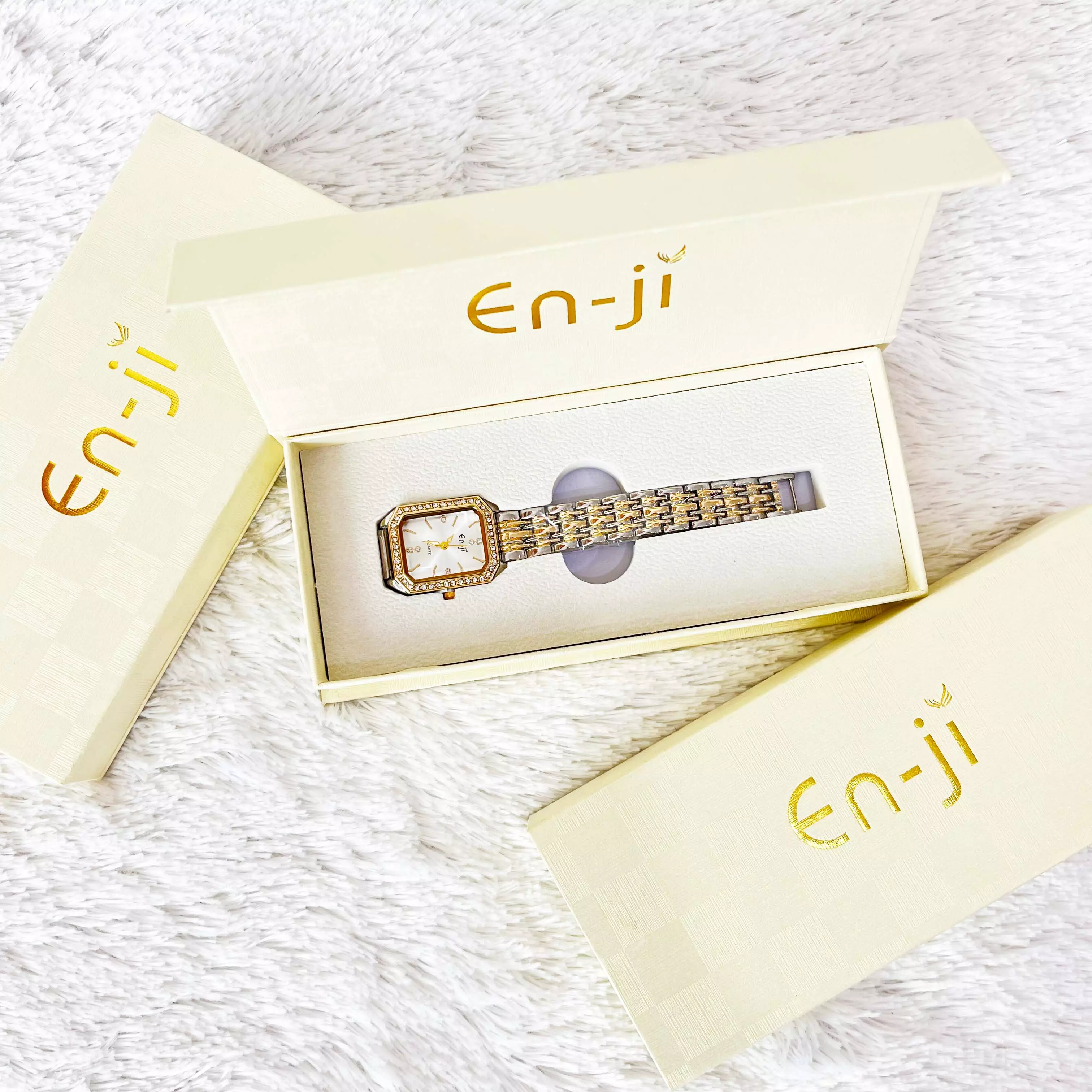 Enji Habin Jam Tangan Wanita Warna Silver Gold