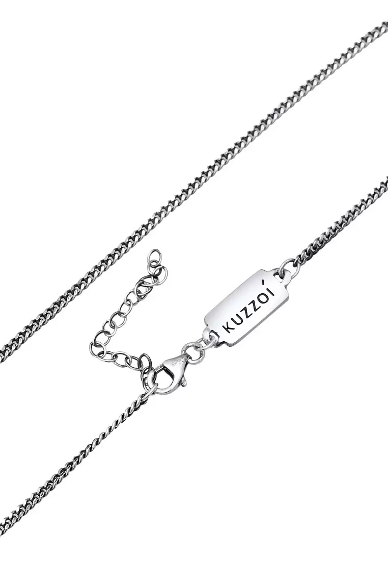 EXCLUSIVE Kalung Perhiasan Perak 925 Pria Curb Chain Basic Oxidised