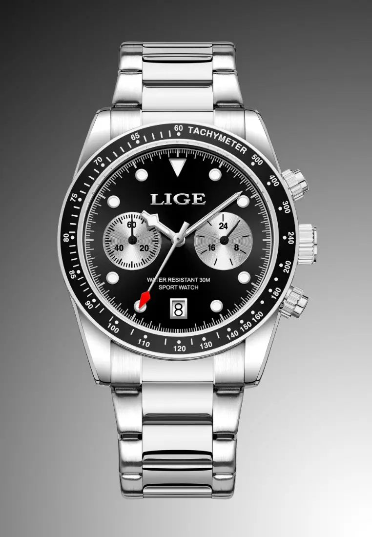 Chronograph Unisex Stainless Steel Quartz Watch, 40mm, Stainless Steel Bracelet