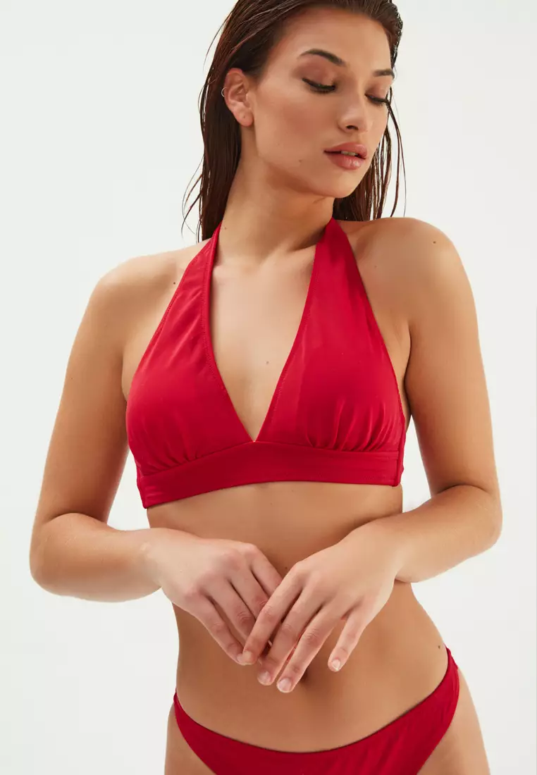 Buy EROS Dark Red Bikini Top Back Tie Swimwear for Women 2024